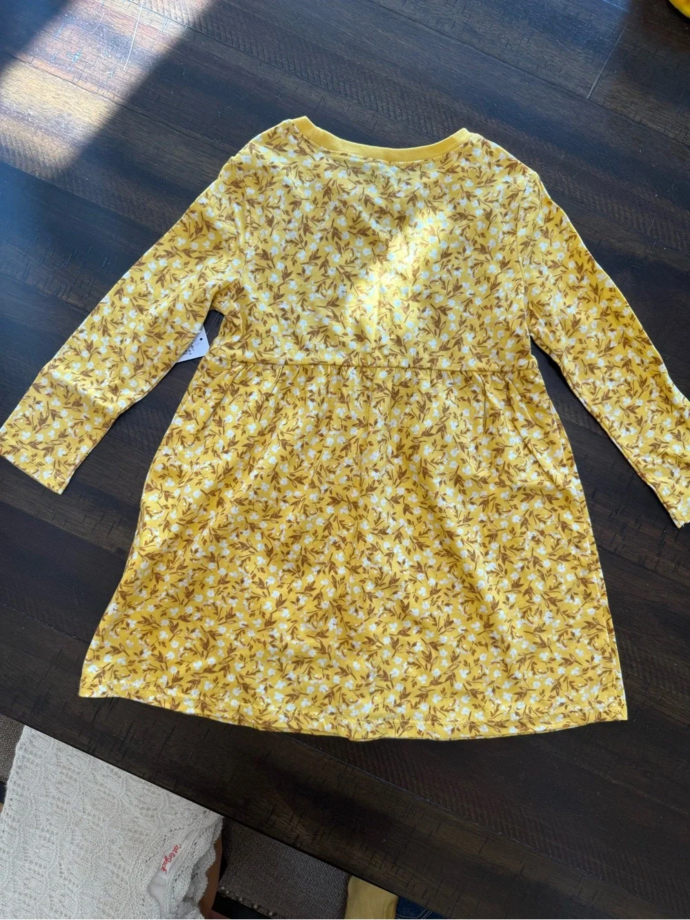 Old Navy Yellow Floral Long Sleeve Girls Dress